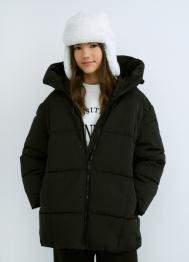 Пуховик для девочек, Черный OSTIN