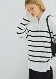 Джемпер с воротником-стойкой на молнии, Белый OSTIN