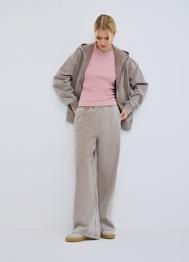 Базовые широкие брюки с эффектом стирки, Бежевый OSTIN