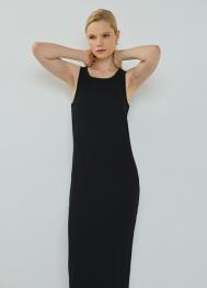 Трикотажное платье-майка в рубчик, Черный OSTIN