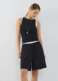 Шорты со льном, Черный OSTIN