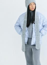 Вязаная шапка-ушанка для девочек, Серый OSTIN