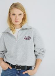 Толстовка с воротником-стойкой на молнии, Серый OSTIN