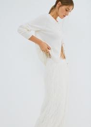 Юбка миди из пушистой ткани, Белый OSTIN