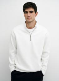 Толстовка с воротником-стойкой на молнии, Белый OSTIN