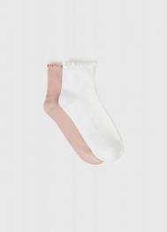 Носки в рубчик с волнистым краем, 2 пары, Белый OSTIN