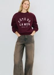 Свитшот с принтом, Фиолетовый OSTIN