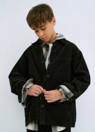 Рубашка из вельвета для мальчиков, Черный OSTIN