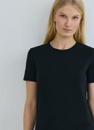 Базовая футболка из плотного хлопка, Черный OSTIN