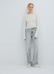 Лонгслив с шёлком, Бежевый OSTIN