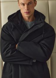 Удлинённая куртка с капюшоном, Черный OSTIN