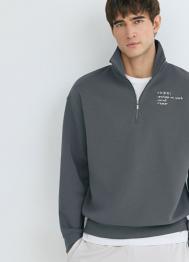 Толстовка с воротником-стойкой на молнии, Голубой OSTIN