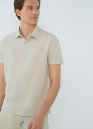 Поло из текстурированной ткани, Бежевый OSTIN