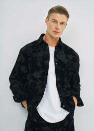 Куртка-рубашка из бархатистой ткани, Черный OSTIN