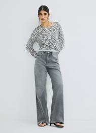 Полупрозрачный лонгслив с леопардовым принтом, Серый OSTIN