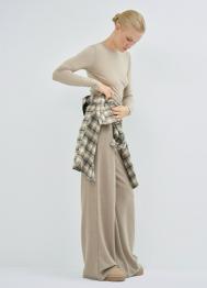 Прямые трикотажные брюки, Коричневый OSTIN