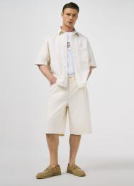 Джинсовая рубашка с коротким рукавом, Белый OSTIN