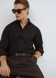 Базовая рубашка Slim, Черный OSTIN