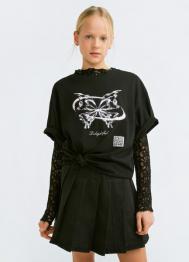 Джинсовая юбка в складку для девочек, Серый OSTIN