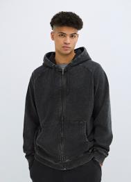 Толстовка на молнии с капюшоном, Черный OSTIN