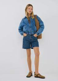 Прямые шорты со средней посадкой, Синий OSTIN