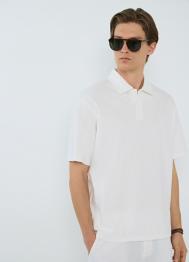 Поло из жатого хлопка, Белый OSTIN
