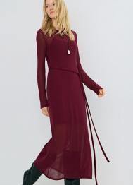 Вязаное платье с поясом, Фиолетовый OSTIN