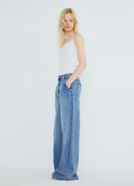 Широкие джинсы с высокой посадкой из лиоцелла, Голубой OSTIN