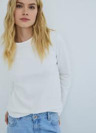 Лонгслив из плотного интерлока, Белый OSTIN