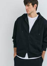 Толстовка на молнии с капюшоном, Черный OSTIN