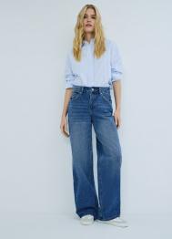 Свободные прямые джинсы средней посадки, Синий OSTIN