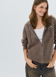 Кардиган на молнии из пряжи с шерстью, Коричневый OSTIN