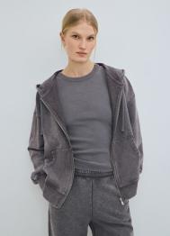 Толстовка на молнии с эффектом стирки, Серый OSTIN