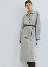 Юбка миди из искусственной замши, Серый OSTIN