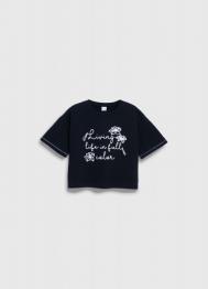 Свободная футболка для девочек, Черный OSTIN