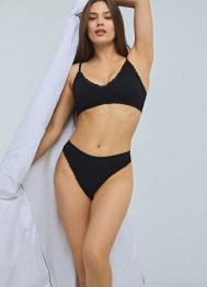 Трусы-бразилиана в рубчик, Черный OSTIN