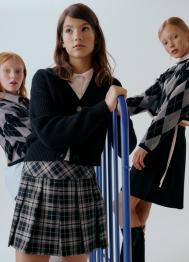 Юбка мини в складку для девочек, Серый OSTIN