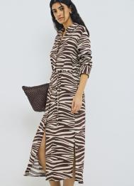 Платье-рубашка с поясом, Бежевый OSTIN