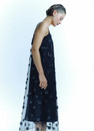 Платье с пайетками и декором в виде цветов, Черный OSTIN