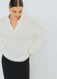 Джемпер поло из пряжи с ангорской шерстью, Белый OSTIN