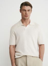 Вязаный джемпер-поло, Белый OSTIN