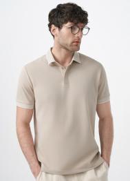 Поло из шелковистого пике, Бежевый OSTIN