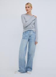 Лонгслив с шёлком, Серый OSTIN