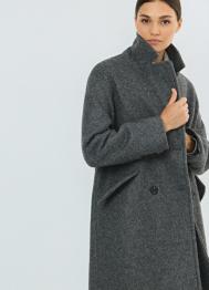 Длинное двубортное пальто, Серый OSTIN