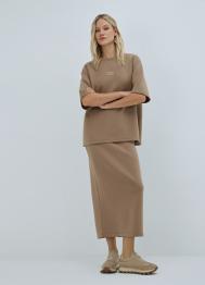 Юбка миди прямого кроя, Бежевый OSTIN