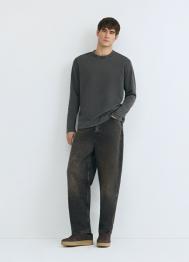 Базовый лонгслив из плотного хлопка, Серый OSTIN