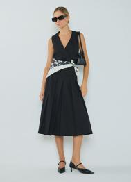 Юбка миди со складками, Черный OSTIN