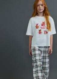 Футболка пижамная с принтом для девочек, Белый OSTIN