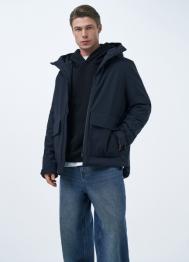 Утеплённая парка с накладными карманами, Синий OSTIN