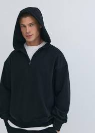 Толстовка с капюшоном на молнии, Черный OSTIN
